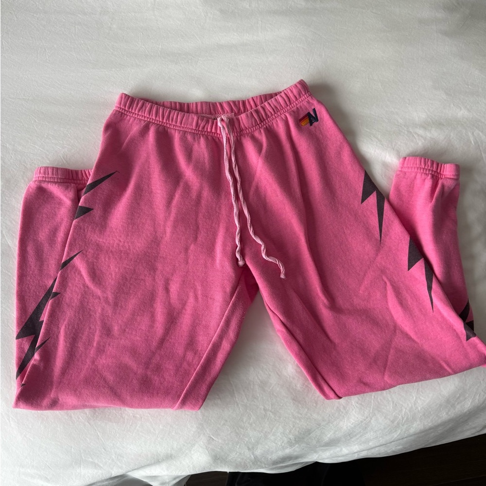 Aviator Nation Pink Lightening Bolt Sweatpants